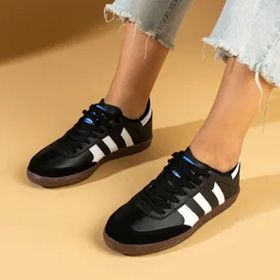 Pembe Potin 001-1009-24 Bağcıklı Comfort Taban 3 Şeritli Beyaz Siyah Kadın Sneaker