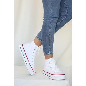 Pembe Potin 10-8888-22 Kalın Taban Keten Kadın Sneaker