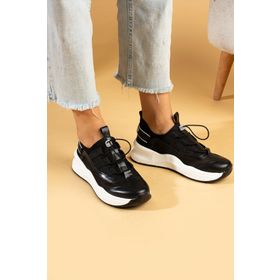 Pembe Potin 36-728-24 Fileli Siyah Kadın Sneaker