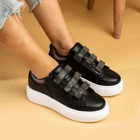 Pembe Potin 36-729-24 Siyah Beyaz Kadın Sneaker Ayakkabı