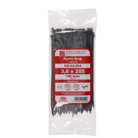 Pemsan 3,6x205 mm 100'lü Paket Siyah Kablo Bağı