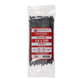 Pemsan 3,6x205 mm 100'lü Paket Siyah Kablo Bağı