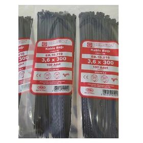 Pemsan 3,6x300 mm 100'lü Paket Siyah Kablo Bağı