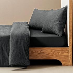 Penelope Plume Serisi 200x220 cm Antrasit Pamuk Saten Nevresim Seti