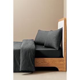 Penelope Plume Serisi 200x220 cm Antrasit Pamuk Saten Nevresim Seti