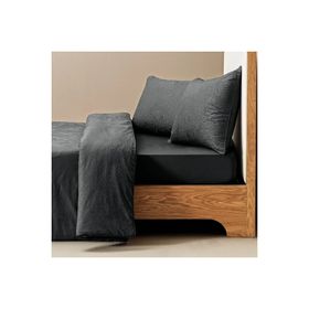 Penelope Plume Serisi 200x220 cm Antrasit Pamuk Saten Nevresim Seti