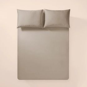Penelope Pure Serisi 200x200 cm Taş Rengi Pamuk Percale Lastikli Çarşaf