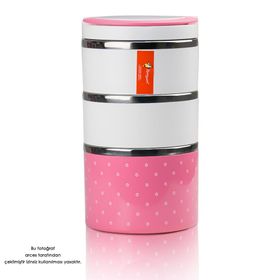Penguen PNG-1303 Pembe 3 Katlı Yemek Termosu