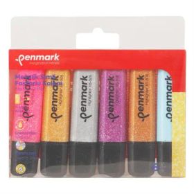 Penmark HS-505-6S 6 Adet Karışık Renk Metalik Simli Fosforlu Kalem