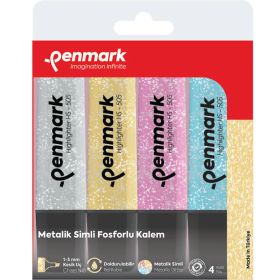Penmark Karışık Simli Renkler 4'lü Paket Fosforlu Kalem