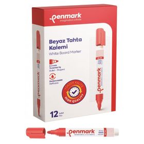 Penmark Kırmızı Renk 12 Adet Beyaz Yazı Tahtası Kalemi