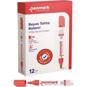 Penmark Kırmızı Renk 12 Adet Beyaz Yazı Tahtası Kalemi