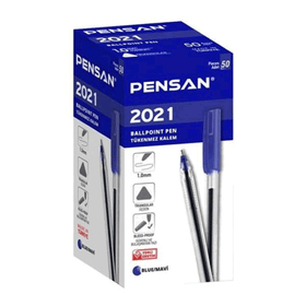 Pensan 2021 50'li Üçgen Gövde Mavi 1 mm Tükenmez Kalem