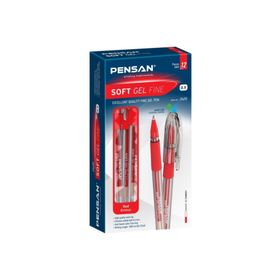 Pensan 2420 Soft Gel Fine Tükenmez Kalem 0,5 Mm Kırmızı (12 Li Paket)