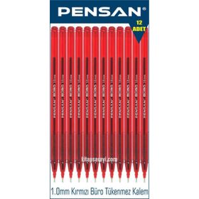 Pensan Büro 1.0 mm 12 Adet Kırmızı Tükenmez Kalem