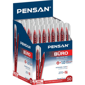 Pensan Büro 2270 1 mm 50'li Kırmızı Tükenmez Kalem