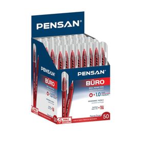 Pensan Büro 50'li Kırmızı 10 Kutu Tükenmez Kalem
