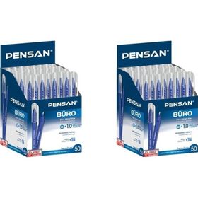 Pensan Büro Mavi İnce Uçlu 2x50'li Tükenmez Kalem