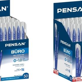 Pensan Büro Mavi İnce Uçlu 2x50'li Tükenmez Kalem