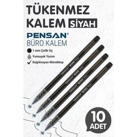 Pensan Büro Siyah 1.0 mm 10 Adet Tükenmez Kalem