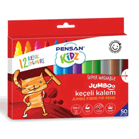 Pensan Kids Jumbo Yıkanabilir 12'li Keçeli Boya Kalemi