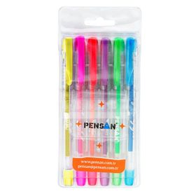Pensan MY-KING 2227 Simli 6'lı Jel Kalem Set