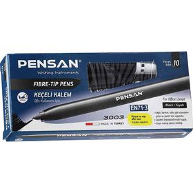 Pensan Ofis Tipi Siyah 3003 10'lu Paket Keçeli Boya Kalemi