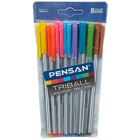 Pensan PE01003TKRK08 Renkli 8'li Vakumlu Triball Tükenmez Kalem