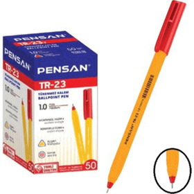 Pensan TR 23 Üçgen Gövde 1.00 mm Uç 50 Adet Kırmızı Tükenmez Kalem