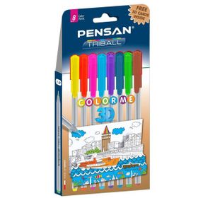 Pensan Triball Color Me 3D 8'li Tükenmez Kalem