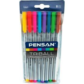 Pensan Triball Renkli 8'li Tükenmez Kalem Set
