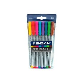 Pensan Triball Renkli 8'li Tükenmez Kalem Set