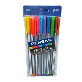 Pensan Triball Renkli 8'li Tükenmez Kalem Set