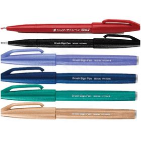 Pentel Brush Sign Pen Ana Renkler 6'lı Set 2 Fırça Uçlu Kalem