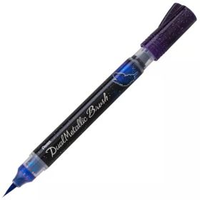 Pentel Mor-Mavi Sıvı Metalik Mürekkepli Pompalı Fırça Uçlu Kalem