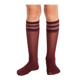 Penti Bordo Shine Stripe Kız Çocuk Diz Altı Çorap