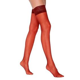 Penti Kırmızı İntive Lingerie 15 Den Burnu Şeffaf Dantelli Silikonlu Parlak Jartiyer Çorabı