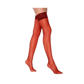 Penti Kırmızı İntive Lingerie 15 Den Burnu Şeffaf Dantelli Silikonlu Parlak Jartiyer Çorabı