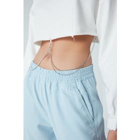Penti PHQHKY9G21SK-WT4 Kırık Beyaz Crop Chain Detailed Sweatshirt