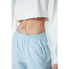 Penti PHQHKY9G21SK-WT4 Kırık Beyaz Crop Chain Detailed Sweatshirt