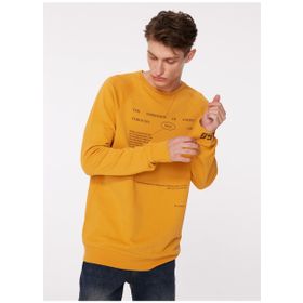 People By Fabrika SPBF3WM-SWT5019 Açık Turuncu Bisiklet Yaka Baskılı Erkek Sweatshirt
