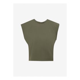 People By Fabrika SPBF4SL-TST5577 Haki Bisiklet Yaka Düz Kadın T-shirt