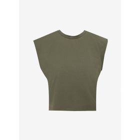 People By Fabrika SPBF4SL-TST5577 Haki Bisiklet Yaka Düz Kadın T-shirt