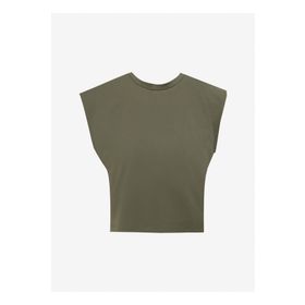People By Fabrika SPBF4SL-TST5577 Haki Bisiklet Yaka Düz Kadın T-shirt