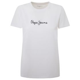 Pepe Jeans Lorette Beyaz Beyaz V Yaka Kadın T-shirt