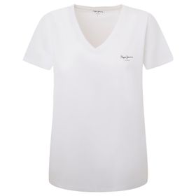 Pepe Jeans Lorette Beyaz Beyaz V Yaka Kadın T-shirt