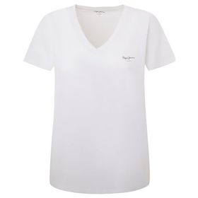 Pepe Jeans Lorette Beyaz Beyaz V Yaka Kadın T-shirt