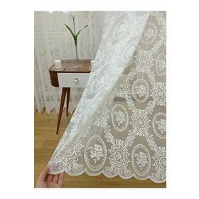 Perde Alemi Çiçek Desenli Özel Örme Dokulu Normal Pile 1-2.5 350x260 cm Tül Perde