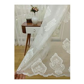 Perde Alemi Damask Desenli Özel Örme Dokulu Sık Pile 1-3 100x250 cm Tül Perde