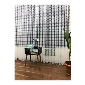 Perde Alemi Geometri Desen Dantel Seyrek Pile 1-2 450x250 cm Tül Perde